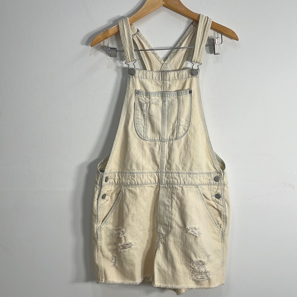 Hollister Overalls Shorts Yellow Denim Wash Size S/P